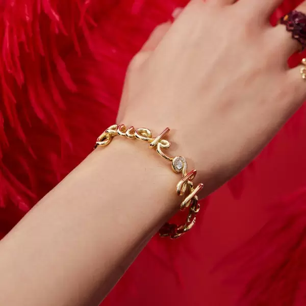Round Cut Ruby Love-you Marriage Bangle