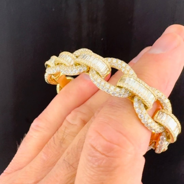 20ctw Round and Baguette Cut Link Bracelet