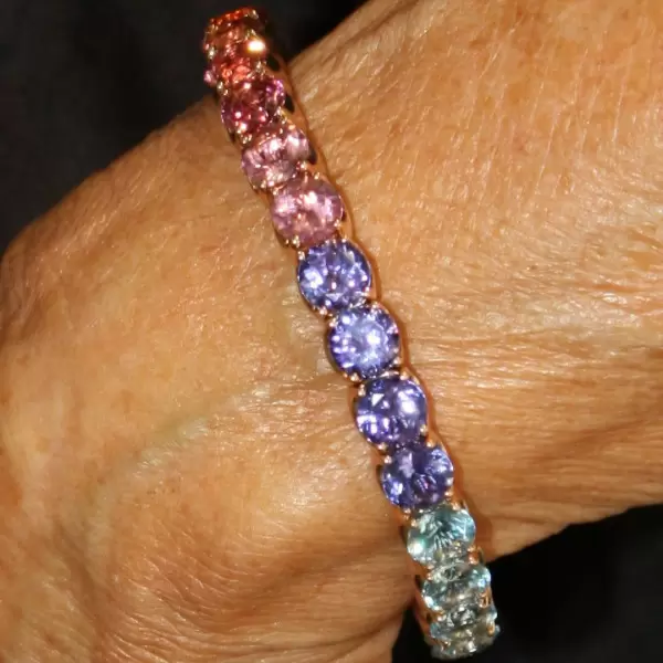 39ctw Round Cut Multicolor Sapphire Rainbow Bracelet