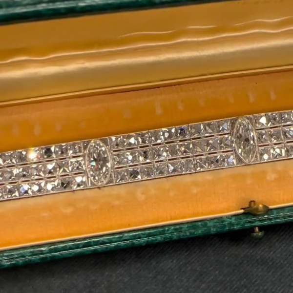 30ctw Marquise Cut White Sapphire Vintage Statement Bracelet