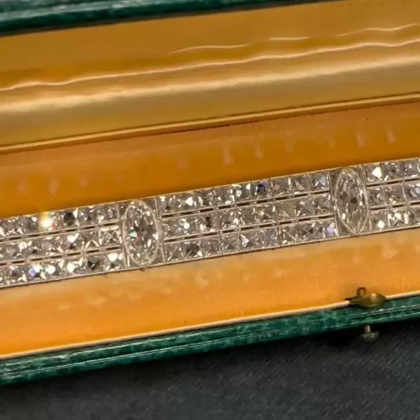 30ctw Marquise Cut White Sapphire Vintage Statement Bracelet