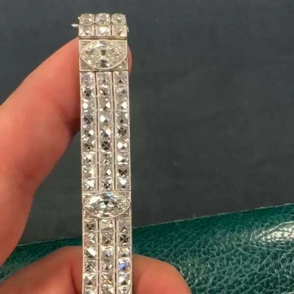 30ctw Marquise Cut White Sapphire Vintage Statement Bracelet