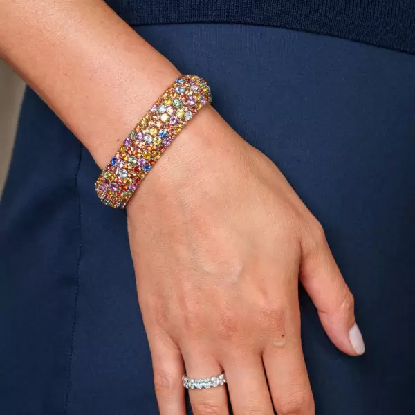 50ctw Round Cut Multicolor Five-row Statement Bracelet