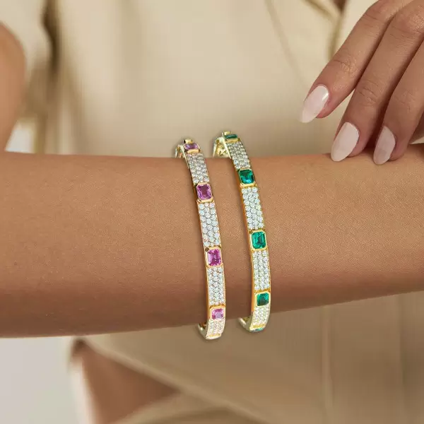 5ctw Emerald Cut Emerald or Pink Sapphire Classic Bangle