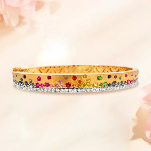 Flush Set Multicolor Sapphire Two Tone Rainbow Starry Bangle