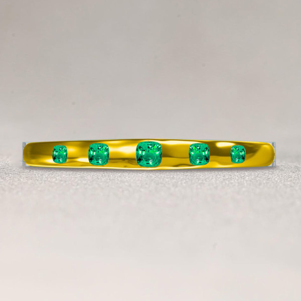 6ctw Bezel-set Cushion Cut Emerald Bangle