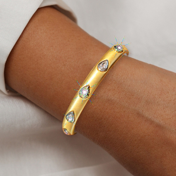 2.5ctw Pear Cut White Sapphire Two Tone Bangle