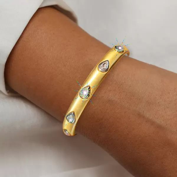 2.5ctw Pear Cut White Sapphire Two Tone Bangle