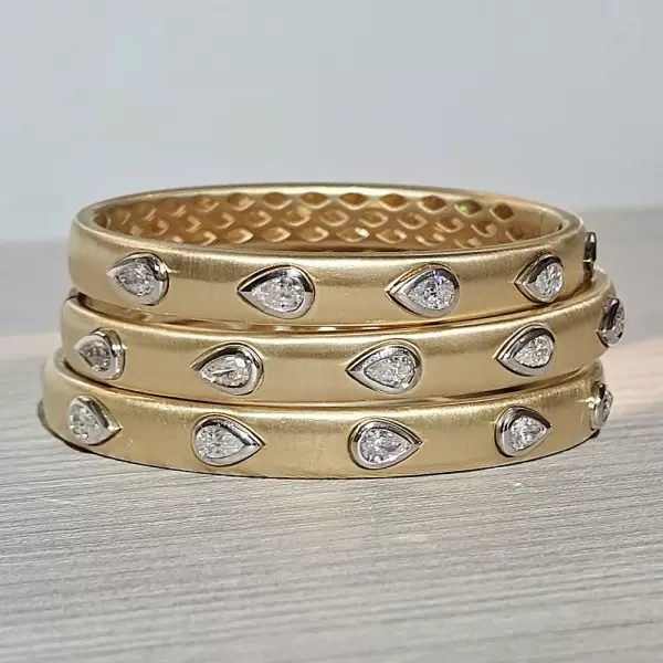 2.5ctw Pear Cut White Sapphire Two Tone Bangle