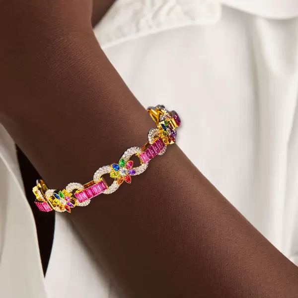 20ctw Pear Cut Multicolor Sapphire Infinity Bracelet