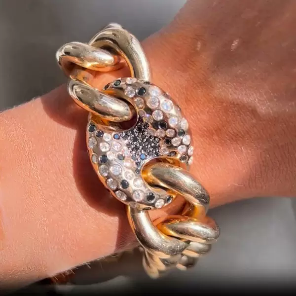 8ctw Scattered White and Black Sapphire Link Bracelet