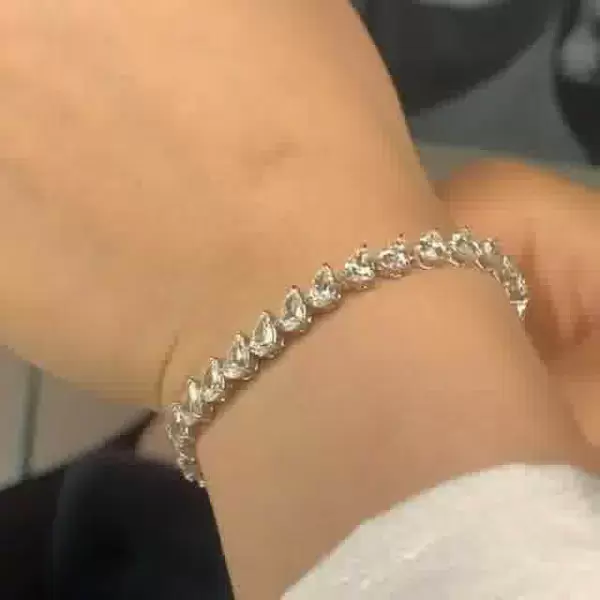 Pear-shaped Cut Sterling Silver Bracelet