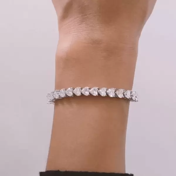6ctw Heart Cut White Sapphire Tennis Bracelet