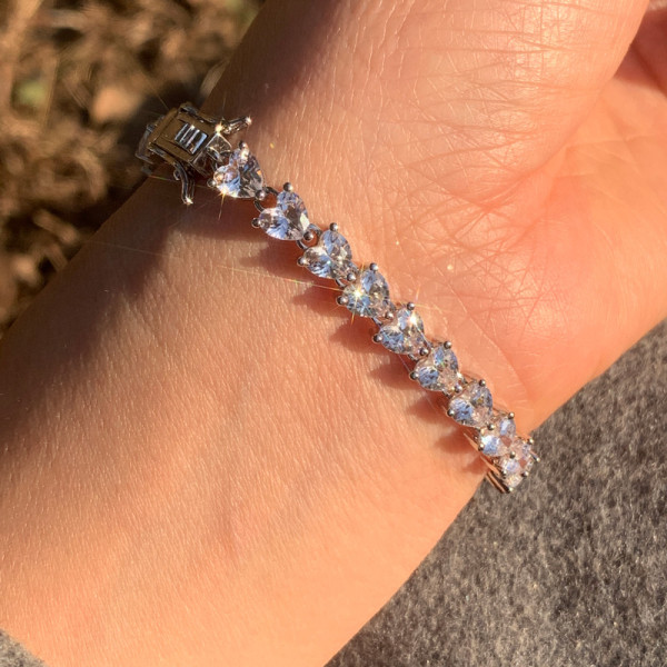 6ctw Heart Cut White Sapphire Tennis Bracelet