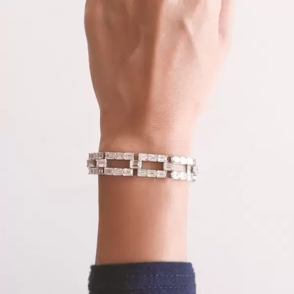 10ctw Emerald Cut White Sapphire Link Bracelet