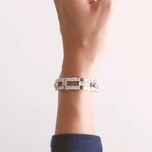 10ctw Emerald Cut White Sapphire Link Bracelet
