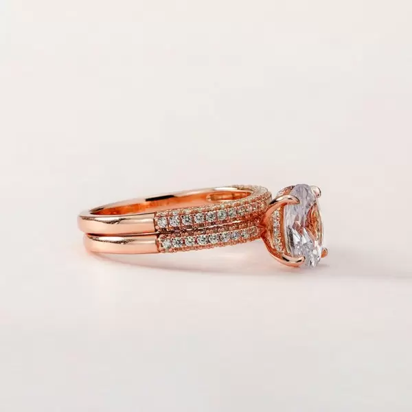 2ct Oval Cut White Sapphire 2pcs Bridal Set in Rose Gold