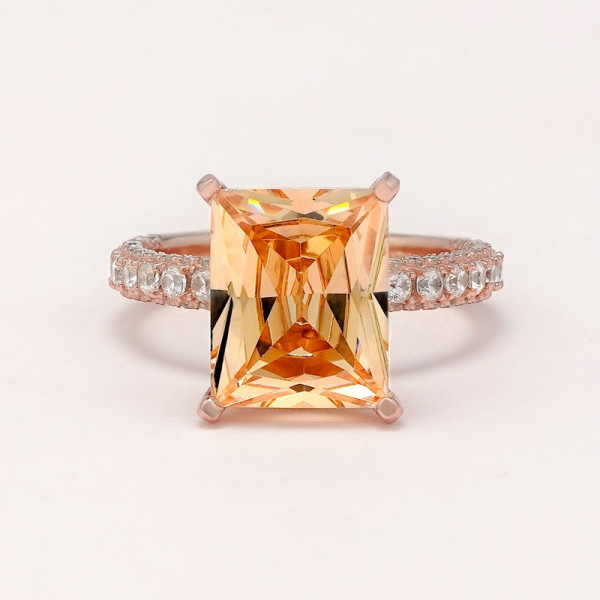 5ct Radiant Cut Champagne Sapphire Engagement Ring