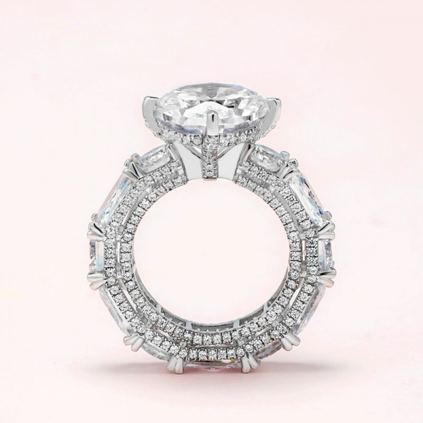 5.5ct Cushion Cut Eternity Shank Classic Engagement Ring