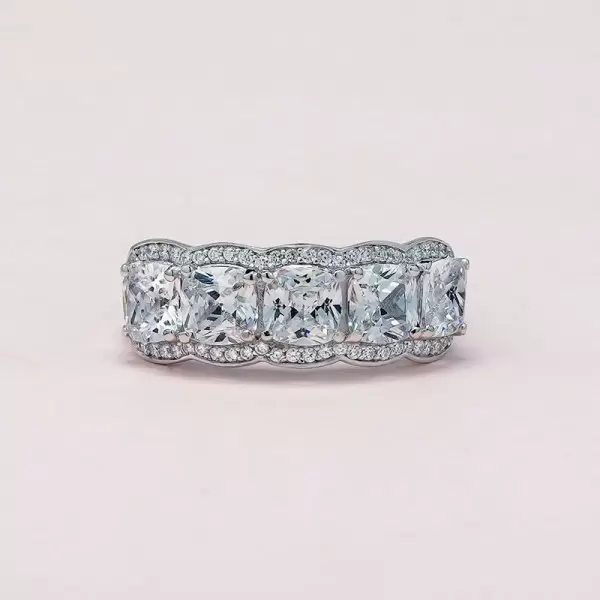 4ct Cushion Cut White Sapphire Wedding Band