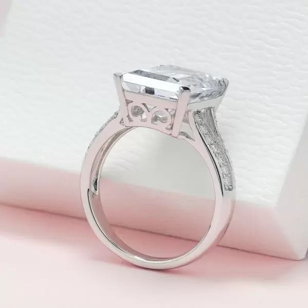 Handmade 6 Ct Emerald Cut Split Shank Ring
