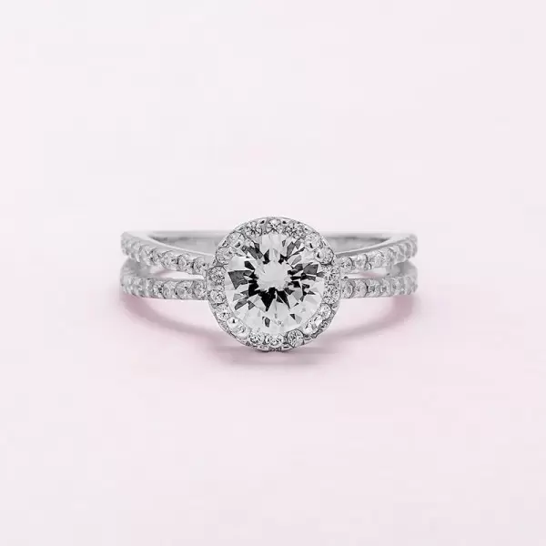 Handmade Halo 1.2 ct Round Cut Split Shank Engagement Ring