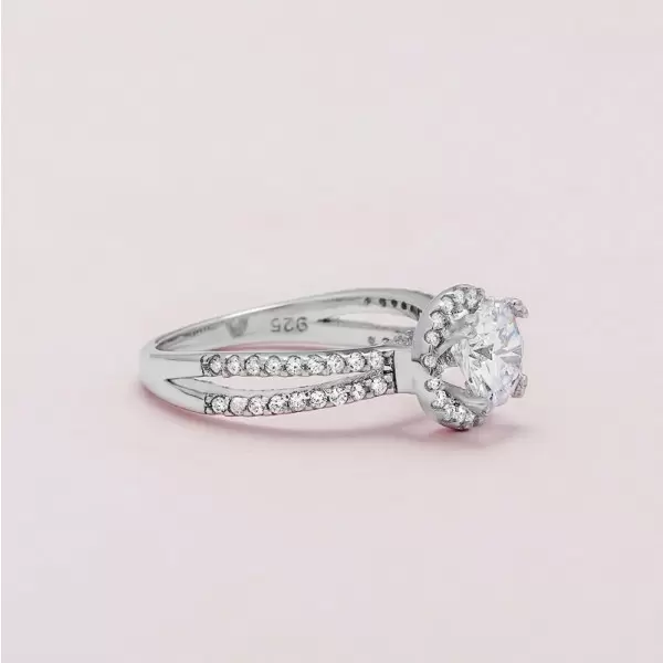 Handmade Halo 1.2 ct Round Cut Split Shank Engagement Ring