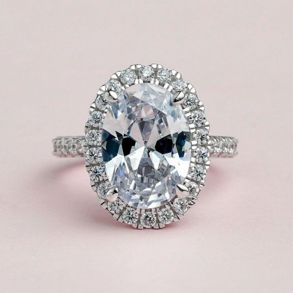 5CT Oval Cut Prong Setting Engagement Ring