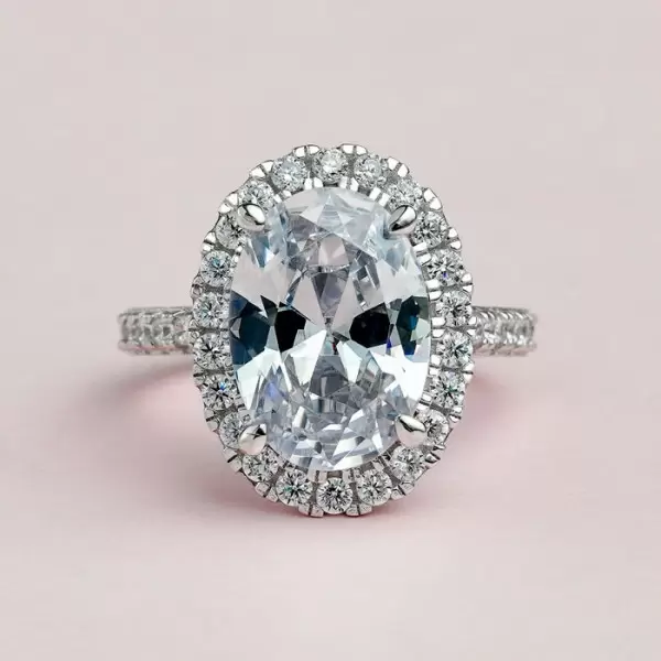 5CT Oval Cut Prong Setting Engagement Ring