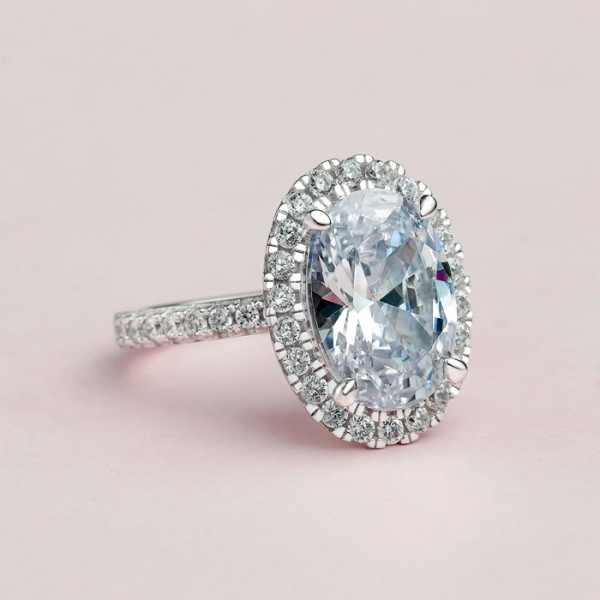 5CT Oval Cut Prong Setting Engagement Ring