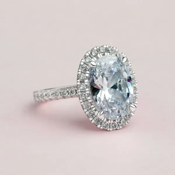 5CT Oval Cut Prong Setting Engagement Ring