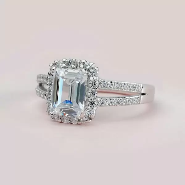 Handmade 4 Ct Split Shank Emerald Cut Engagement Ring
