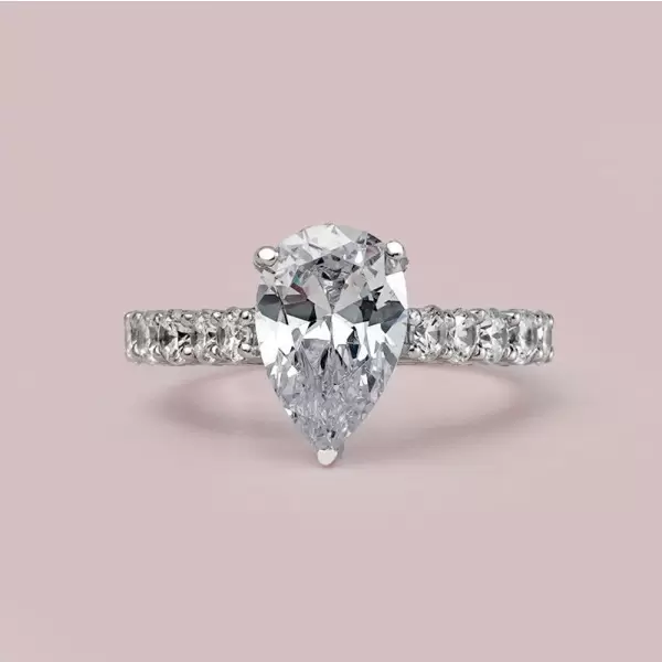 Handmade Pear Cut Sterling Silver Engagement Ring