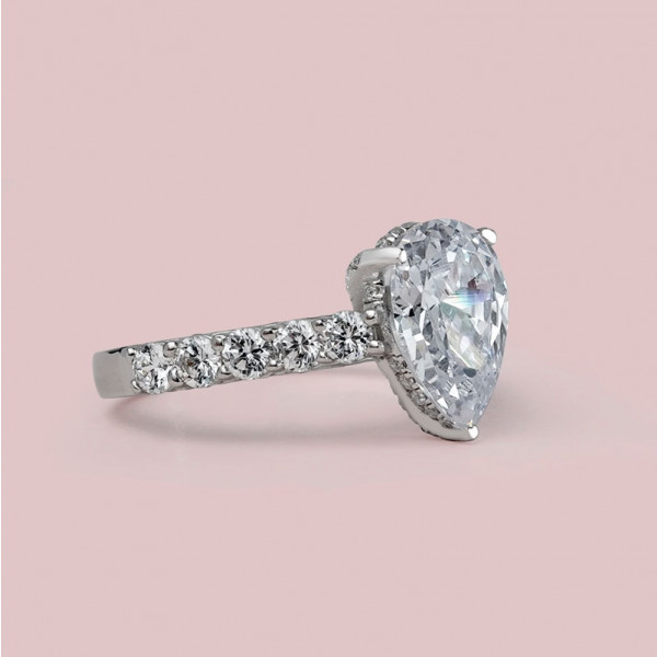 Handmade Pear Cut Sterling Silver Engagement Ring