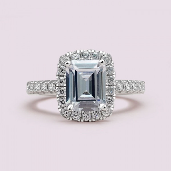 2.5ct Emerald Cut White Sapphire Engagement Ring