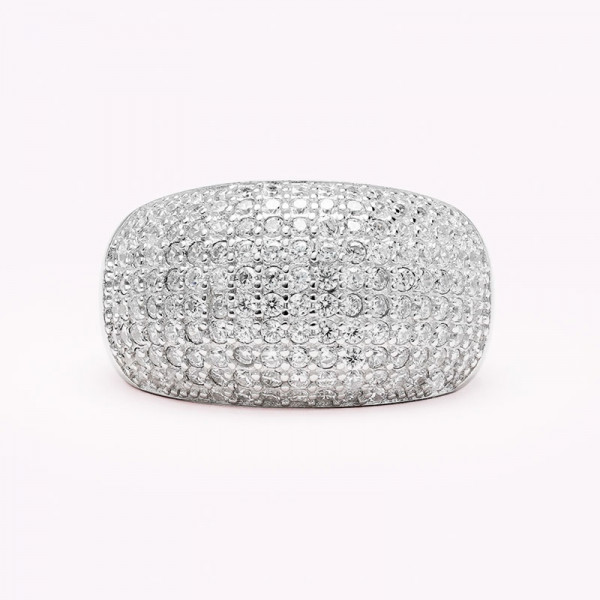 Handmade Round Cut Pave Setting Sterling Silver Band 