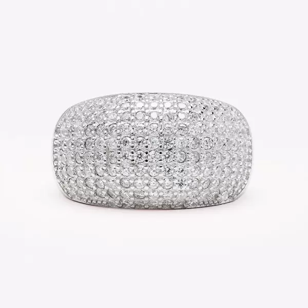 Handmade Round Cut Pave Setting Sterling Silver Band 
