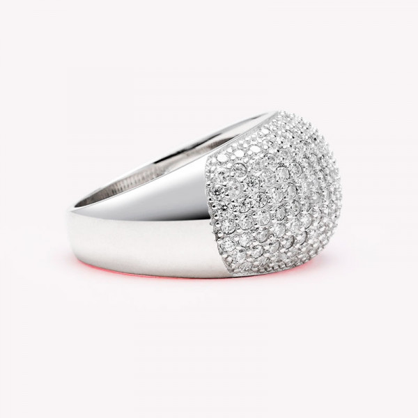 Handmade Round Cut Pave Setting Sterling Silver Band 