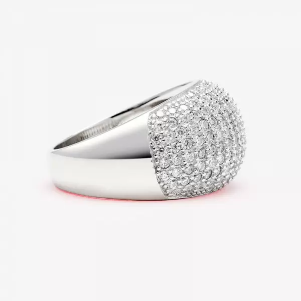 Handmade Round Cut Pave Setting Sterling Silver Band 