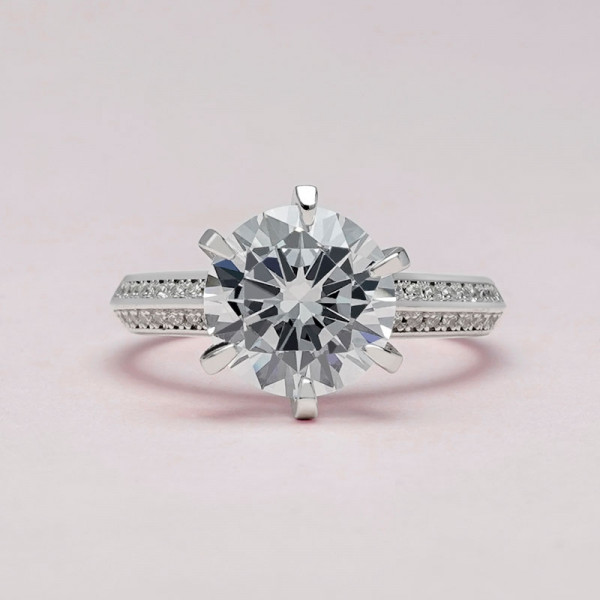 Handmade Round Cut Classic Sterling Silver Ring