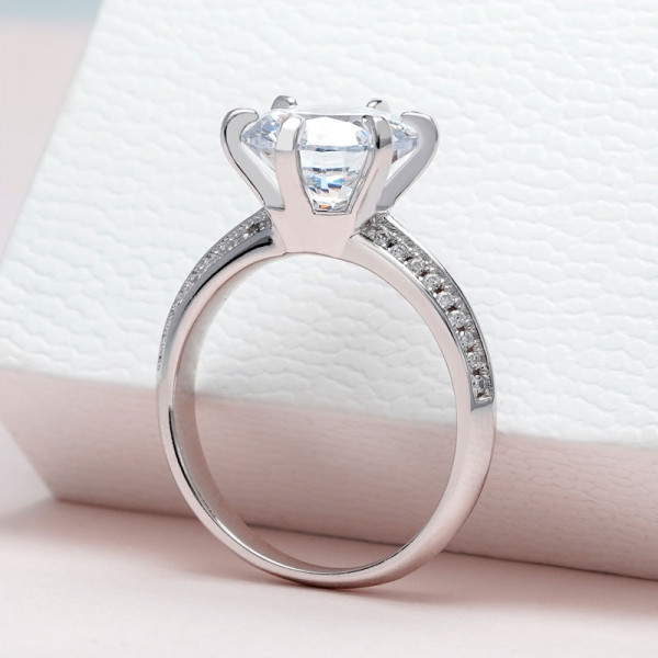 Handmade Round Cut Classic Sterling Silver Ring