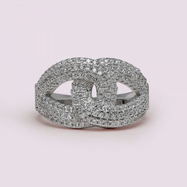 Handmade Round Cut Intertwined Sterling Silver Band 