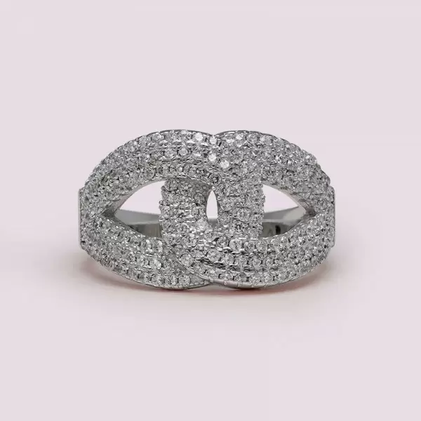 Handmade Round Cut Intertwined Sterling Silver Band 