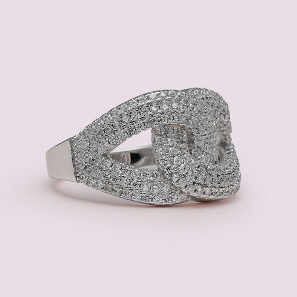 Handmade Round Cut Intertwined Sterling Silver Band 