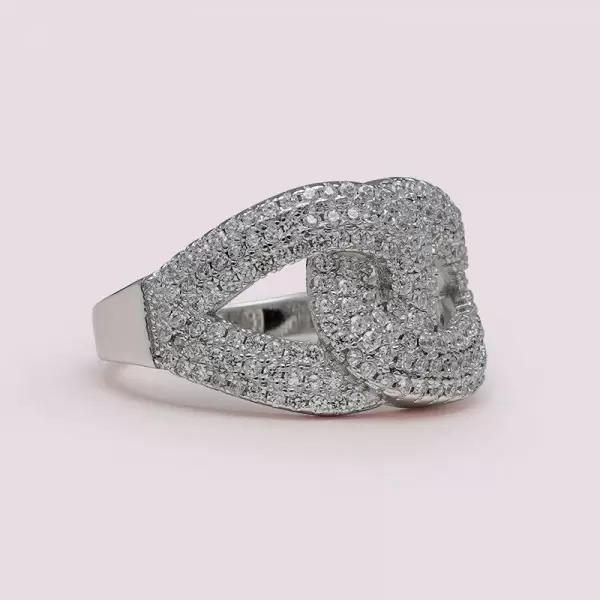 Handmade Round Cut Intertwined Sterling Silver Band 