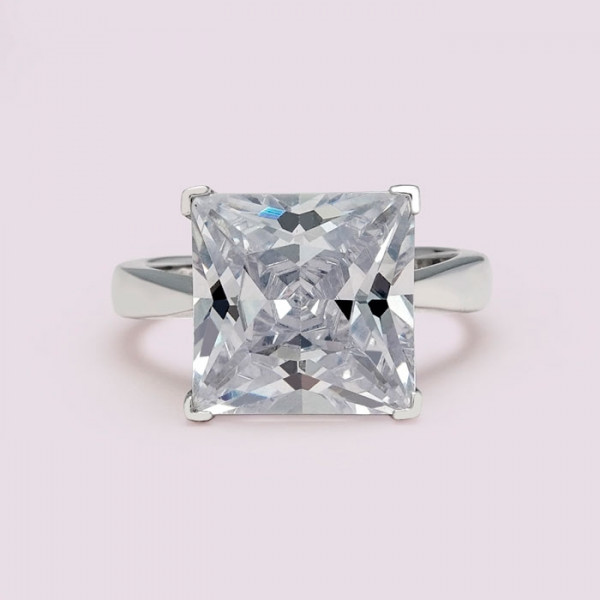 Handmade 8.0 CT Princess Cut Solitaire Sterling Silver Ring