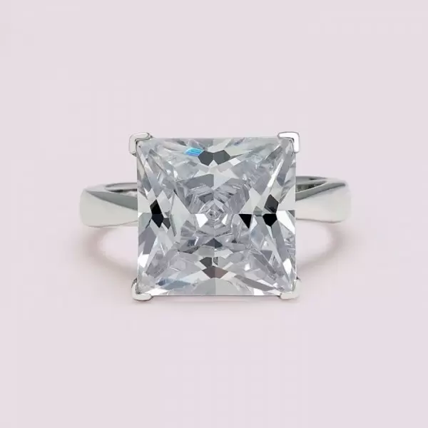 Handmade 8.0 CT Princess Cut Solitaire Sterling Silver Ring