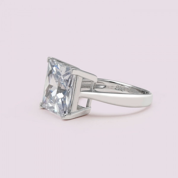 Handmade 8.0 CT Princess Cut Solitaire Sterling Silver Ring