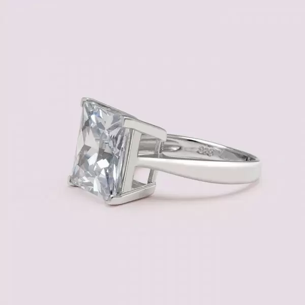 Handmade 8.0 CT Princess Cut Solitaire Sterling Silver Ring