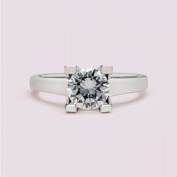 Handmade 1.2 CT Round Cut Simple Sterling Silver Ring
